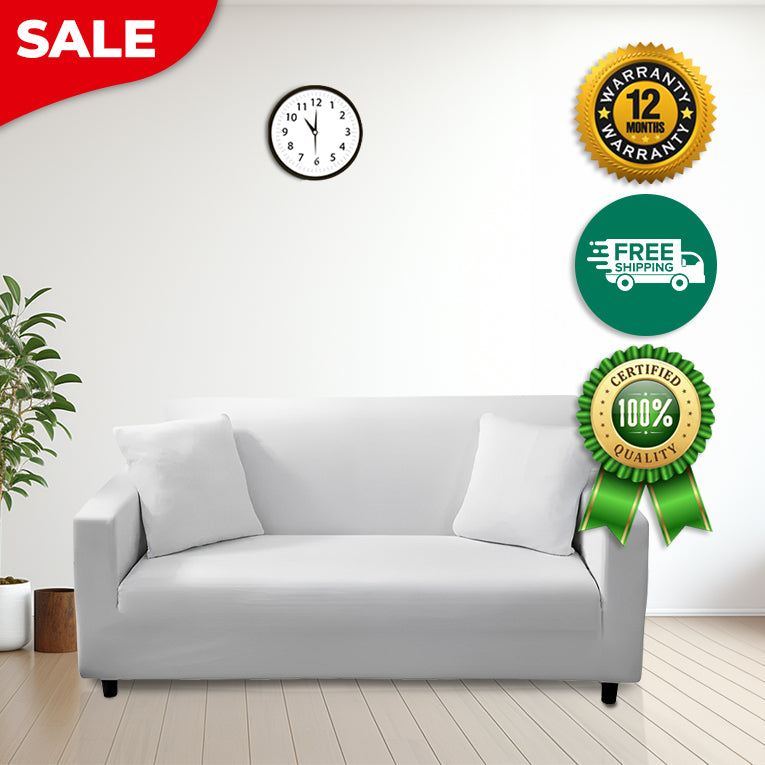 Anyseat 4 Seater Sofa Cover Plain White Style and Protection For Living Room Sofa Chair Elastic Stretchable Slipcover