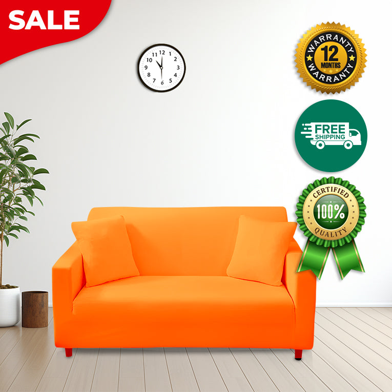 Anyseat 3 Seater Sofa Cover Plain Orange Style and Protection For Living Room Sofa Chair Elastic Stretchable Slipcover