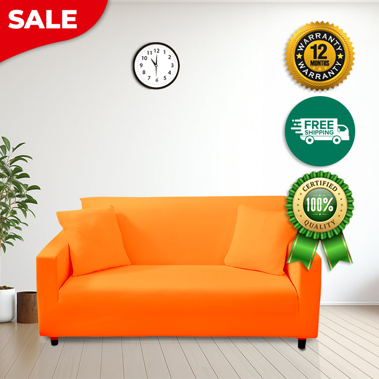 Anyseat 4 Seater Sofa Cover Plain Orange Style and Protection For Living Room Sofa Chair Elastic Stretchable Slipcover