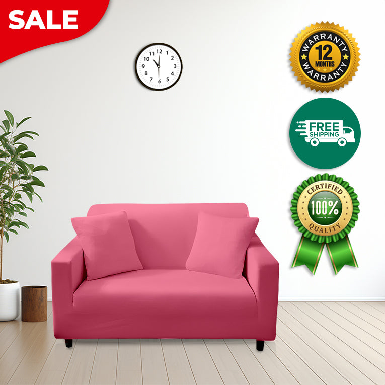 Anyseat 2 Seater Sofa Cover Plain Rose Red Style and Protection For Living Room Sofa Chair Elastic Stretchable Slipcover