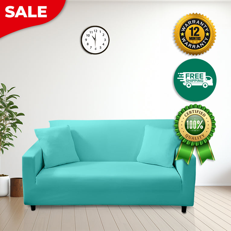 Anyseat 4 Seater Sofa Cover Plain Blue Style and Protection For Living Room Sofa Chair Elastic Stretchable Slipcover