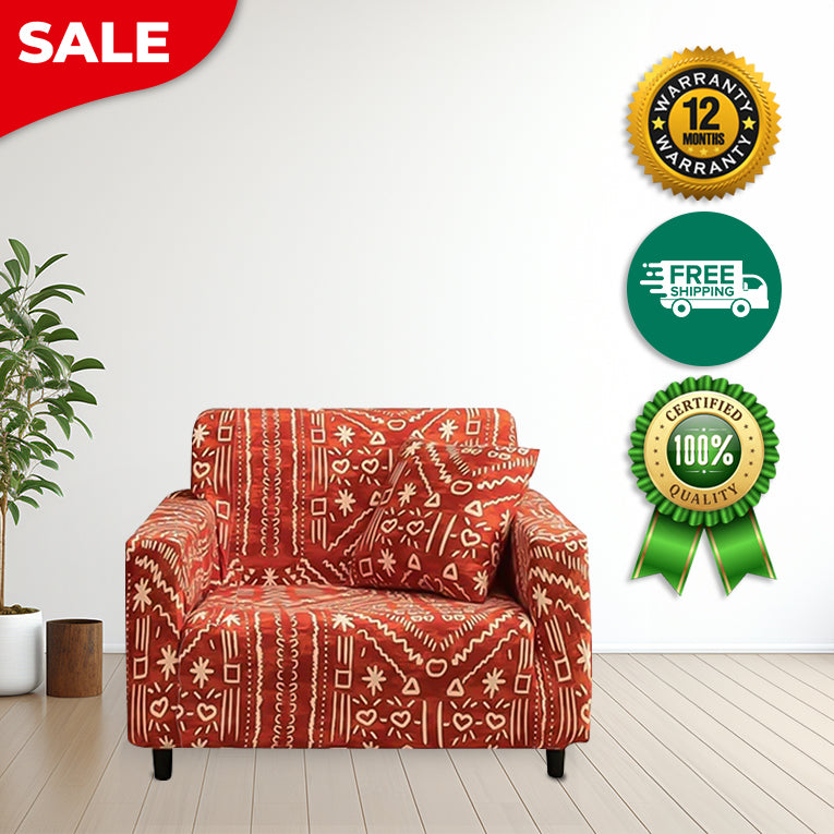 Anyseat Sofa Cover Red Printed Christmas Design Non Slip Stretchable Slipcover