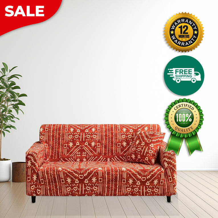 Anyseat Sofa Cover Red Printed Christmas Design Non Slip Stretchable Slipcover