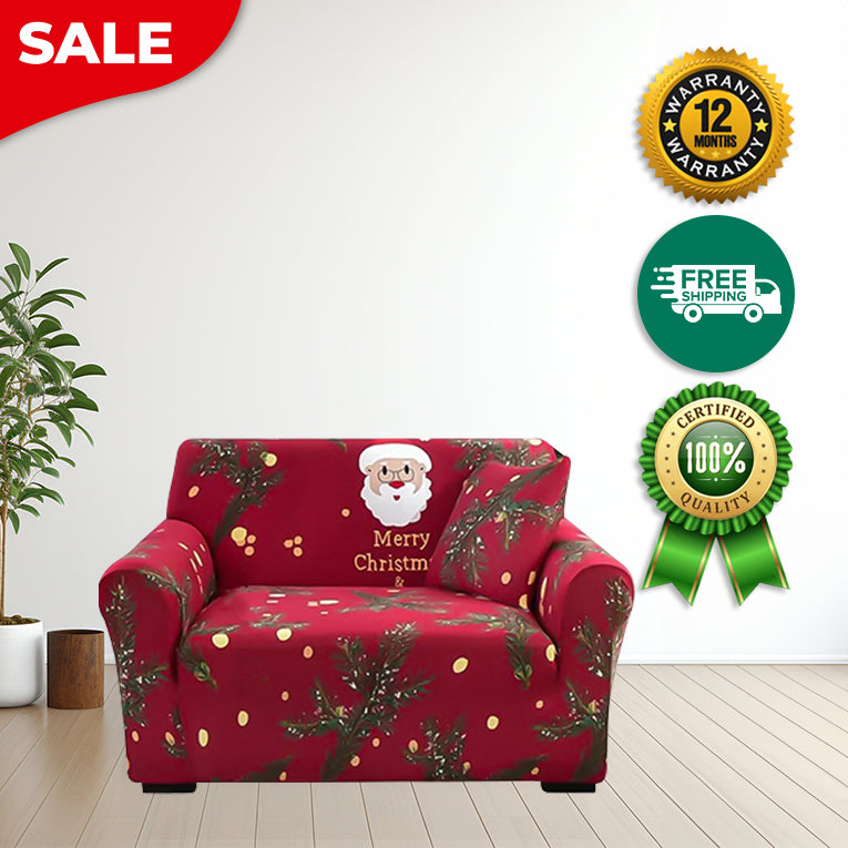Anyseat Sofa Cover Red Christmas Santa Claus Design Non Slip Stretchable Slipcover