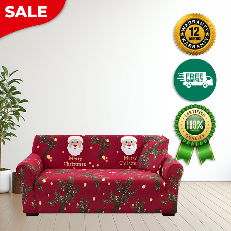 Anyseat Sofa Cover Red Christmas Santa Claus Design Non Slip Stretchable Slipcover
