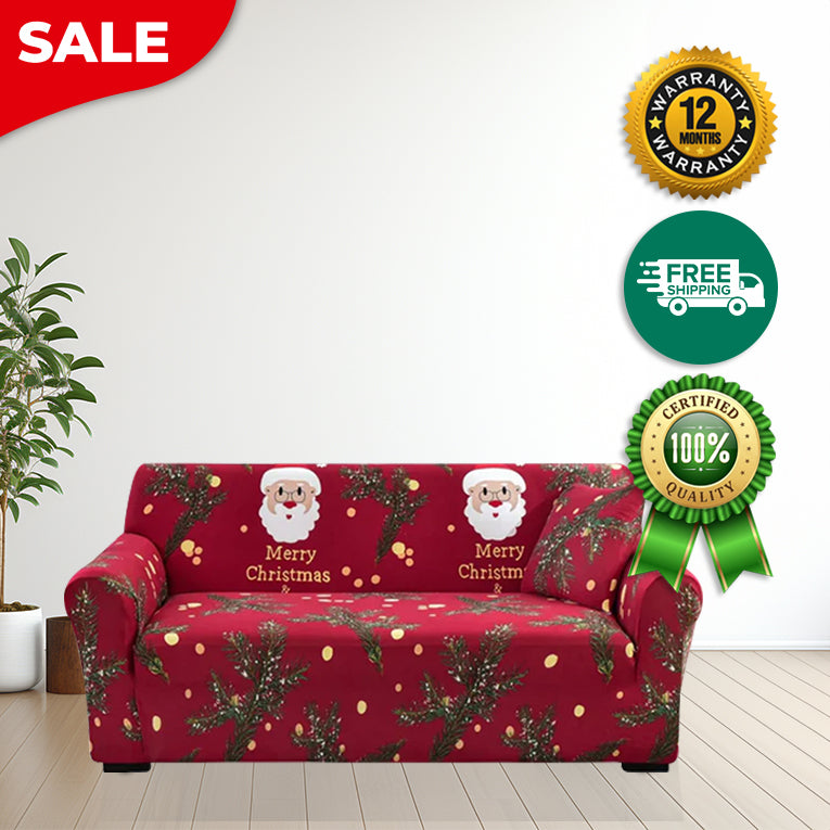 Anyseat Sofa Cover Red Christmas Santa Claus Design Non Slip Stretchable Slipcover