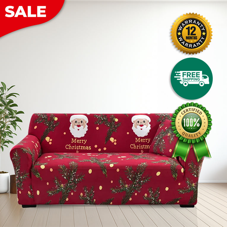 Anyseat Sofa Cover Red Christmas Santa Claus Design Non Slip Stretchable Slipcover