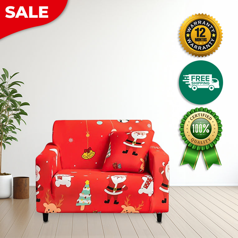 Anyseat Sofa Cover Red Mix Christmas Design Non Slip Stretchable Slipcover