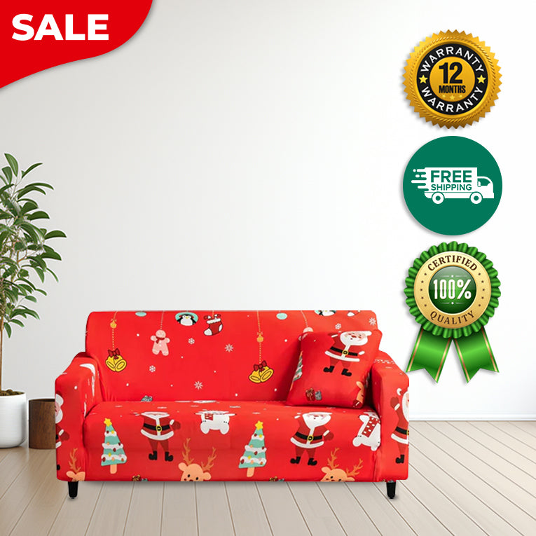 Anyseat Sofa Cover Red Mix Christmas Design Non Slip Stretchable Slipcover