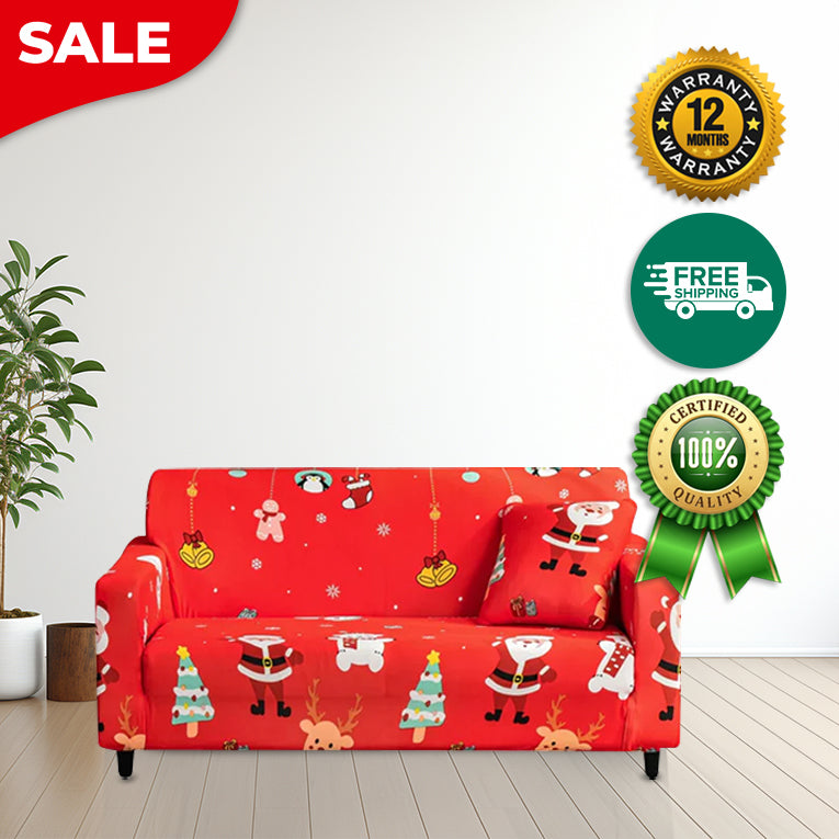 Anyseat Sofa Cover Red Mix Christmas Design Non Slip Stretchable Slipcover