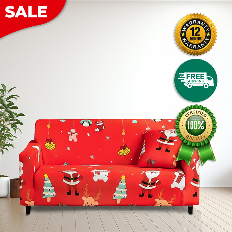 Anyseat Sofa Cover Red Mix Christmas Design Non Slip Stretchable Slipcover