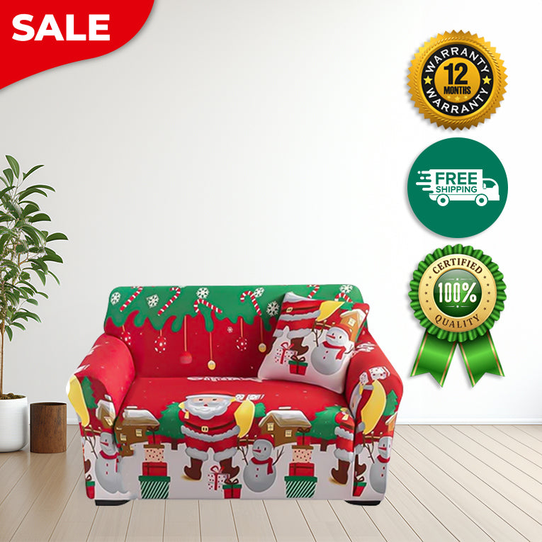 Anyseat Sofa Cover Red Green Christmas Santa Design Non Slip Stretchable Slipcover