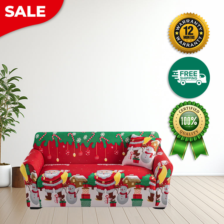 Anyseat Sofa Cover Red Green Christmas Santa Design Non Slip Stretchable Slipcover