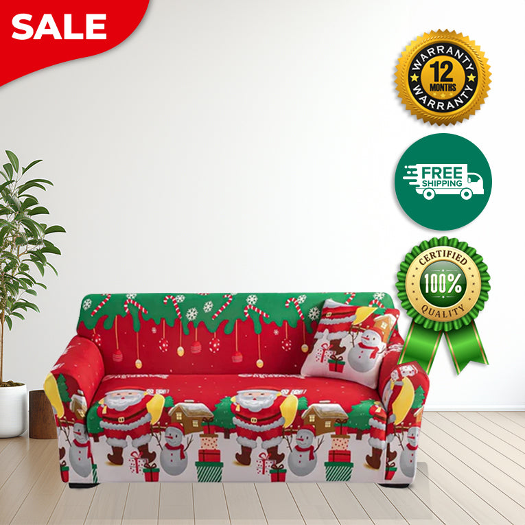 Anyseat Sofa Cover Red Green Christmas Santa Design Non Slip Stretchable Slipcover