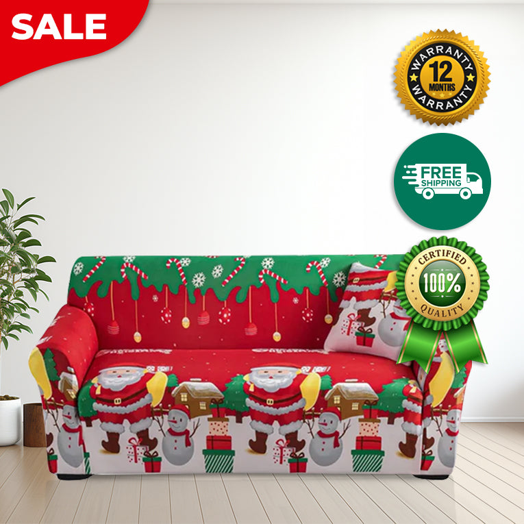 Anyseat Sofa Cover Red Green Christmas Santa Design Non Slip Stretchable Slipcover
