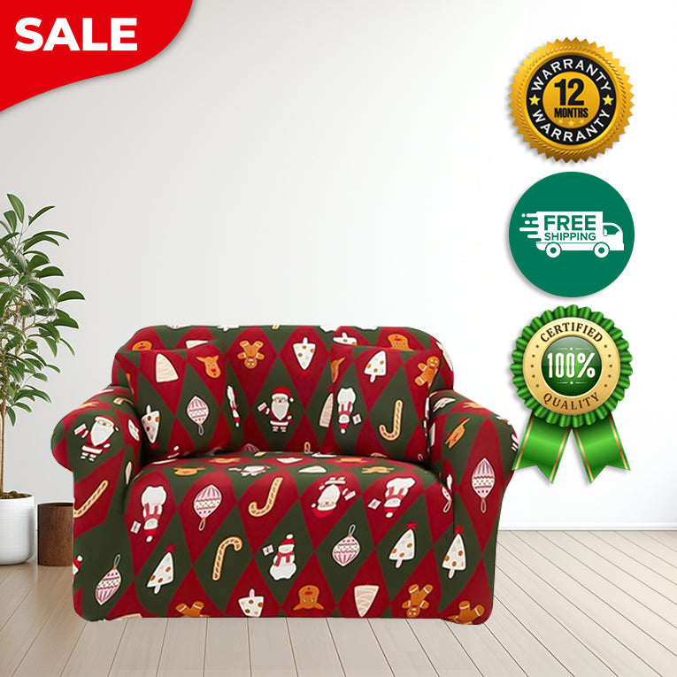Anyseat Sofa Cover Green Red Christmas Diamond Pattern Non Slip Stretchable Slipcover