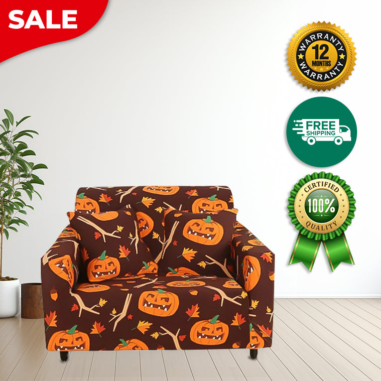 Anyseat  Sofa Cover Halloween Pumpkin Design Stretchable Non Slip Slipcover