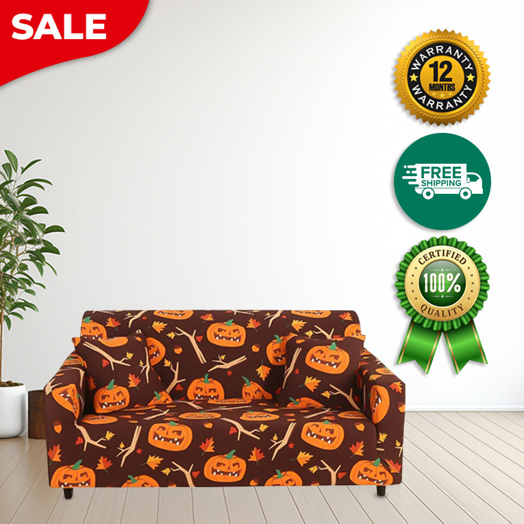 Anyseat  Sofa Cover Halloween Pumpkin Design Stretchable Non Slip Slipcover