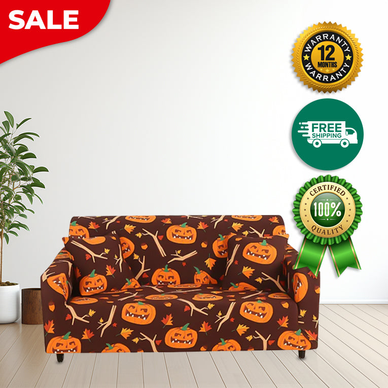 Anyseat  Sofa Cover Halloween Pumpkin Design Stretchable Non Slip Slipcover