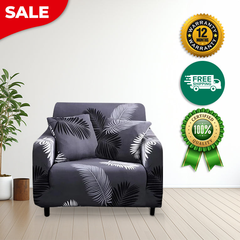 Anyseat 1 Seater Sofa Cover Gray Feather Style and Protection For Living Room Sofa Chair Elastic Stretchable Slipcover