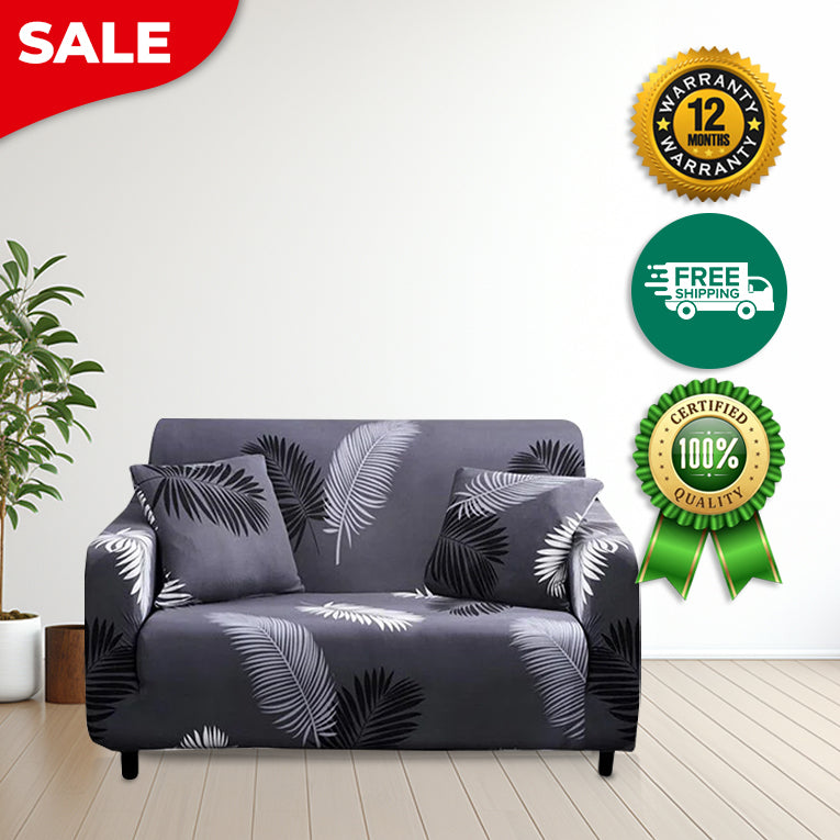 Anyseat 2 Seater Sofa Cover Gray Feather Style and Protection For Living Room Sofa Chair Elastic Stretchable Slipcover