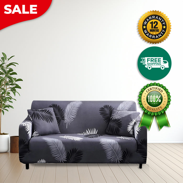 Anyseat 3 Seater Sofa Cover Gray Feather Style and Protection For Living Room Sofa Chair Elastic Stretchable Slipcover