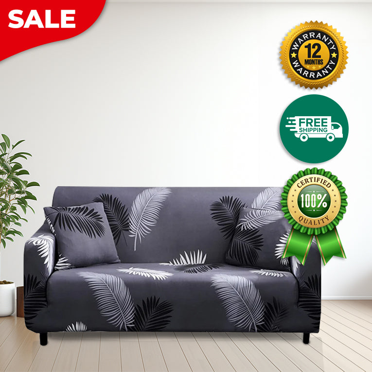Anyseat 4 Seater Sofa Cover Gray Feather Style and Protection For Living Room Sofa Chair Elastic Stretchable Slipcover