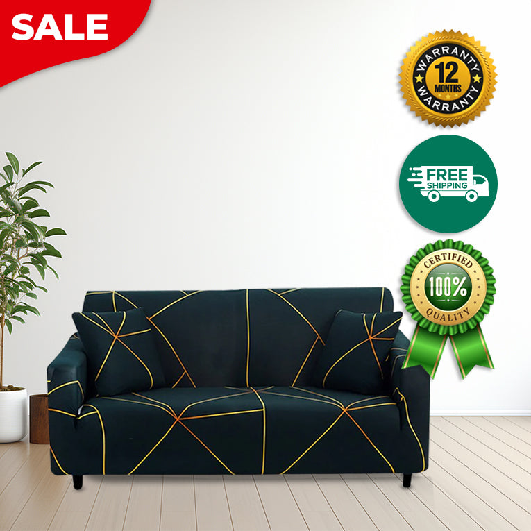 Anyseat 3 Seater Sofa Cover Dark Green Linear Style and Protection For Living Room Sofa Chair Elastic Stretchable Slipcover