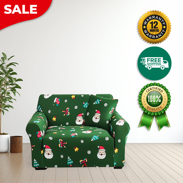 Anyseat Sofa Cover Green Christmas Theme Anti Dirt Elastic Couch Slipcover