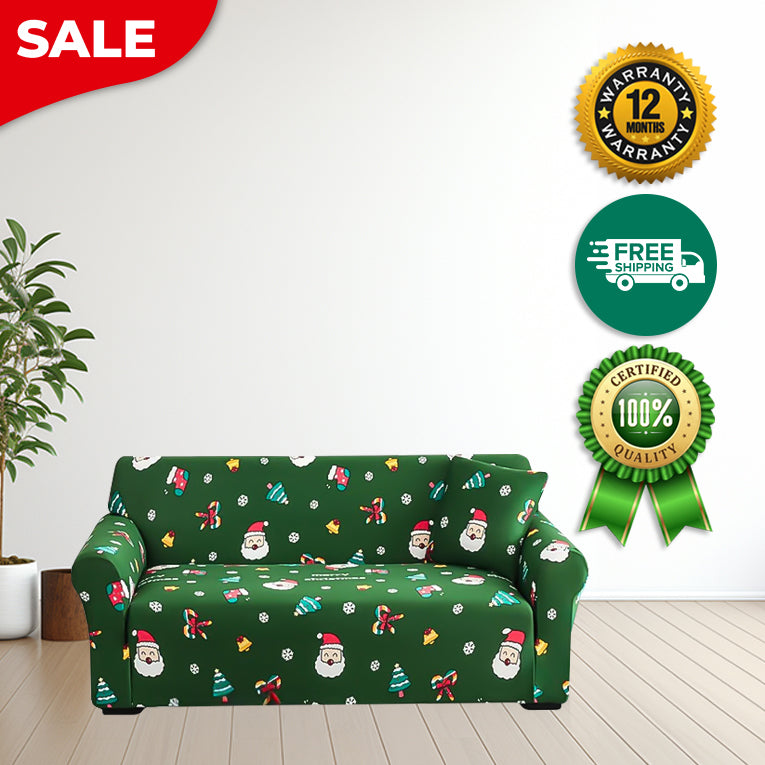 Anyseat Sofa Cover Green Christmas Theme Anti Dirt Elastic Couch Slipcover