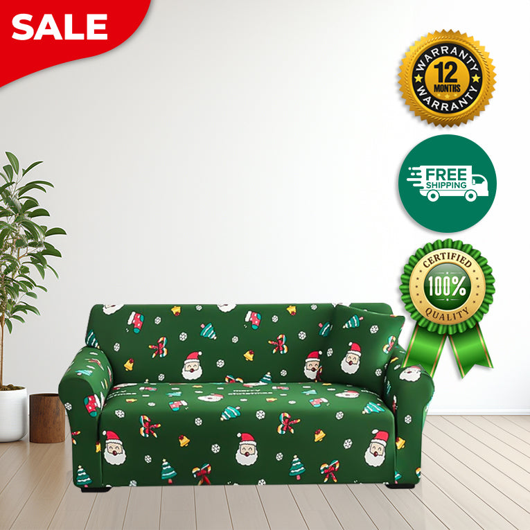 Anyseat Sofa Cover Green Christmas Theme Anti Dirt Elastic Couch Slipcover