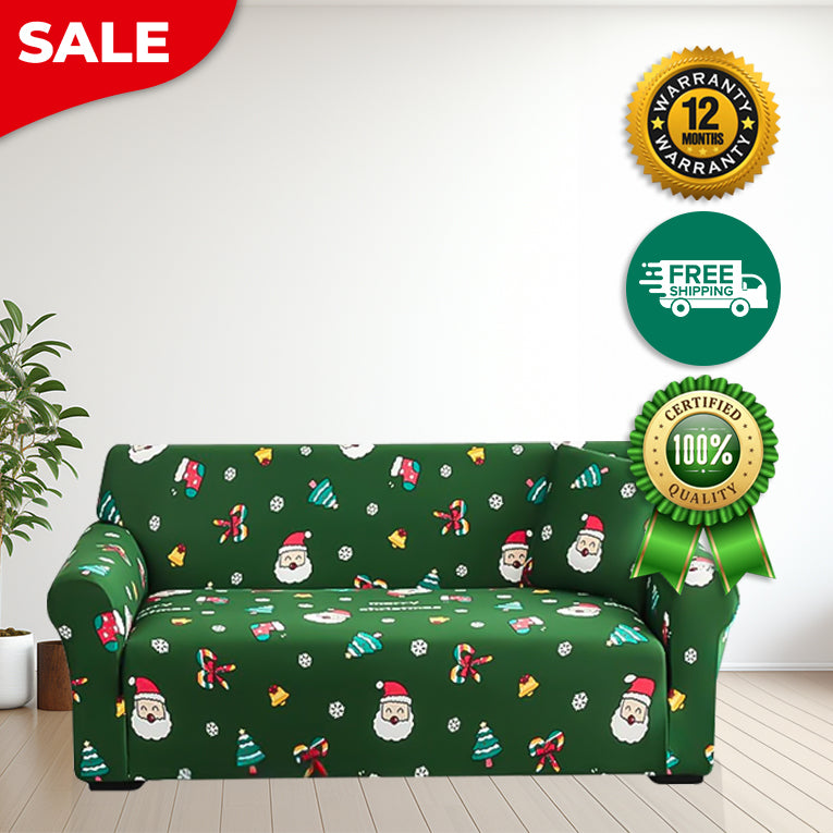 Anyseat Sofa Cover Green Christmas Theme Anti Dirt Elastic Couch Slipcover