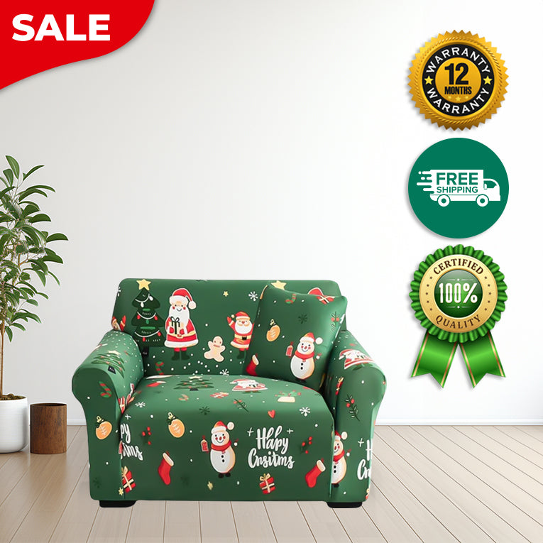 Anyseat Sofa Cover Green Christmas Santa Claus Anti Dirt Elastic Couch Slipcover