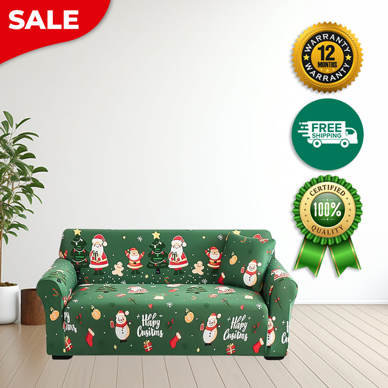 Anyseat Sofa Cover Green Christmas Santa Claus Anti Dirt Elastic Couch Slipcover