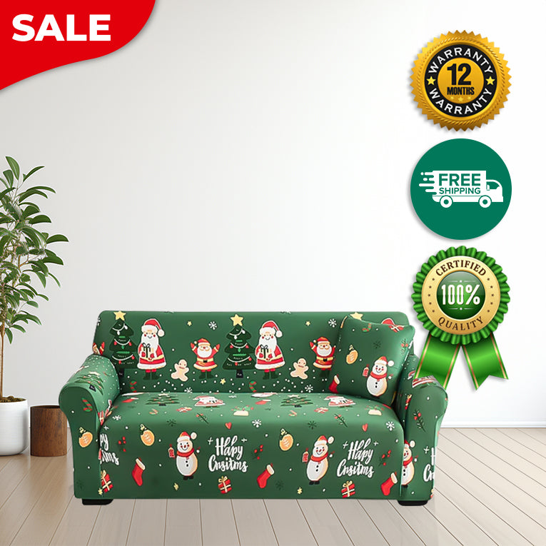 Anyseat Sofa Cover Green Christmas Santa Claus Anti Dirt Elastic Couch Slipcover