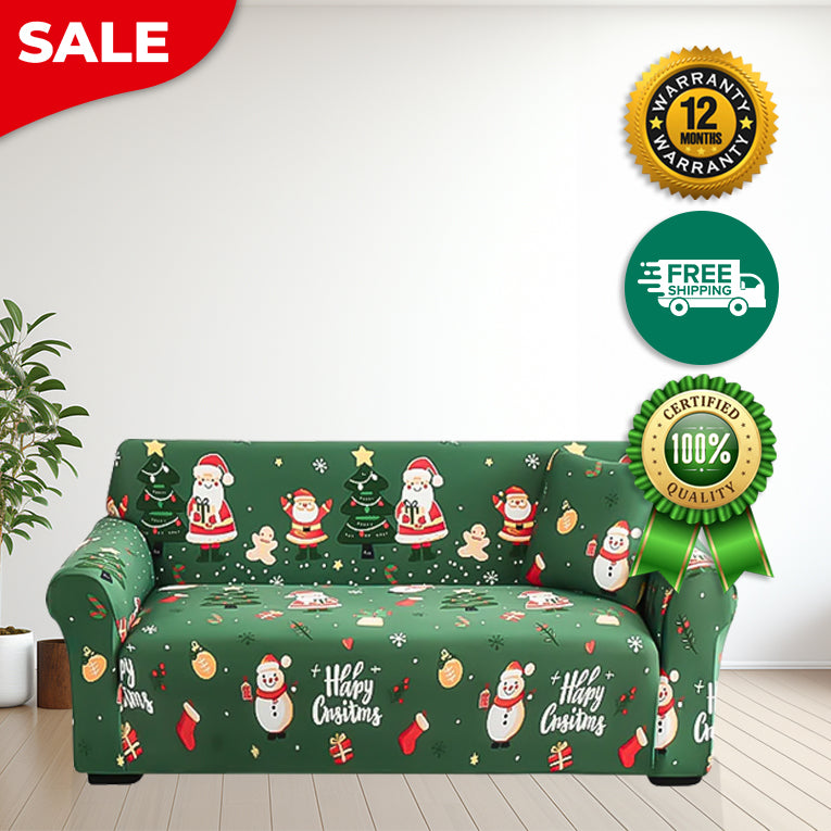Anyseat Sofa Cover Green Christmas Santa Claus Anti Dirt Elastic Couch Slipcover