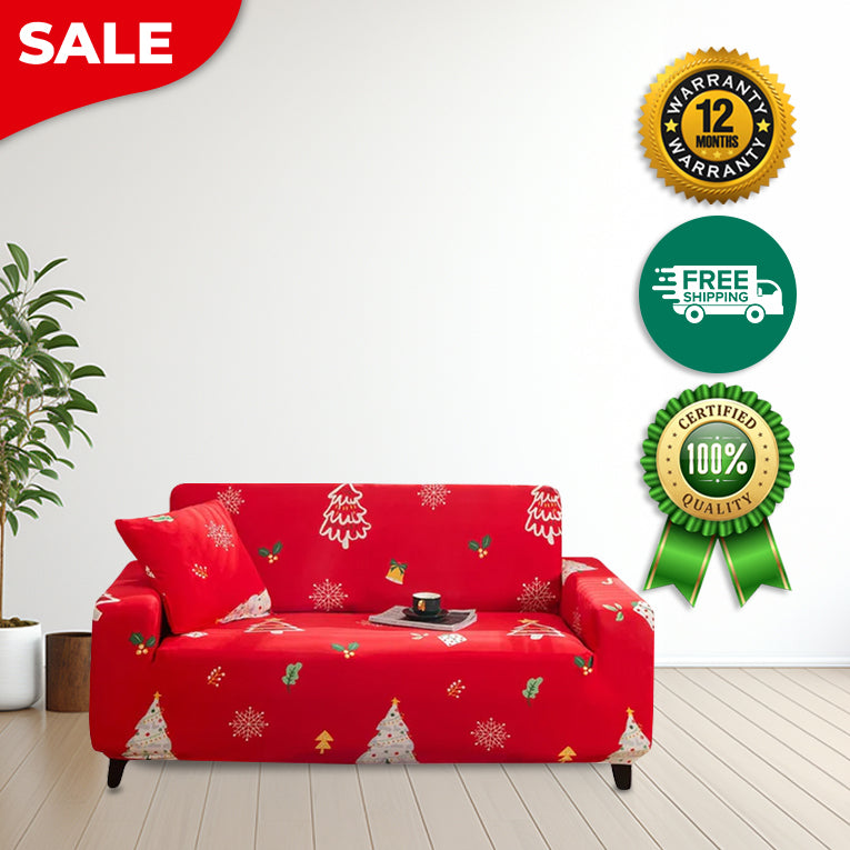Anyseat Sofa Cover Red Christmas Tree Design Non Slip Stretchable Slipcover