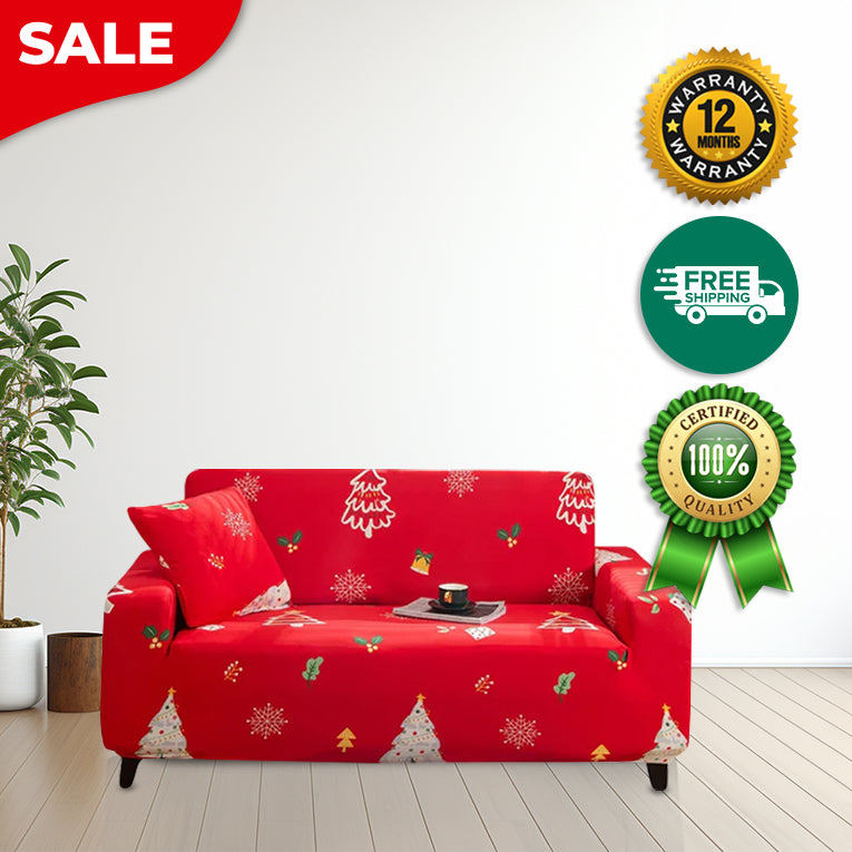 Anyseat Sofa Cover Red Christmas Tree Design Non Slip Stretchable Slipcover