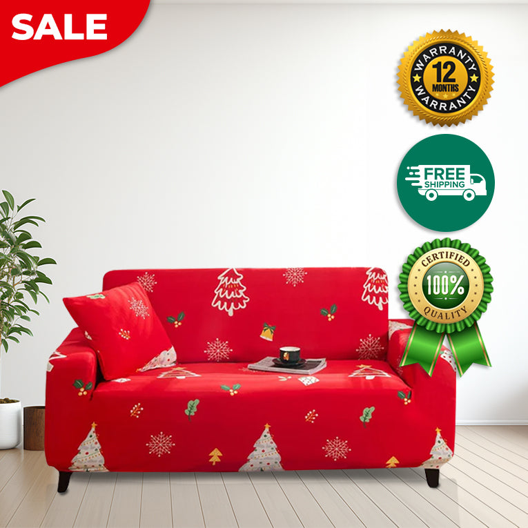 Anyseat Sofa Cover Red Christmas Tree Design Non Slip Stretchable Slipcover