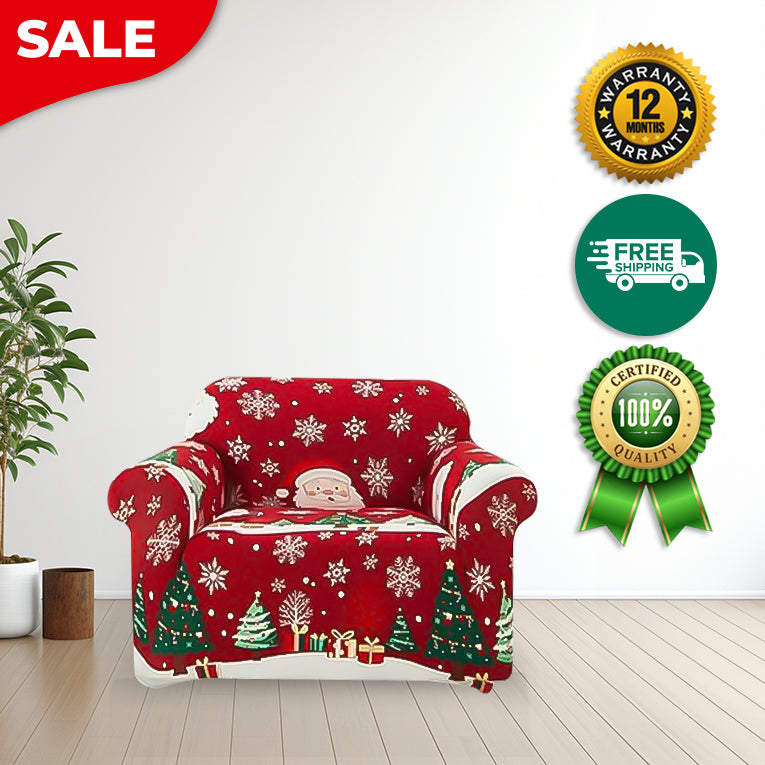 Anyseat Sofa Cover Red Snowflakes Christmas Anti Dirt Elastic Couch Slipcover