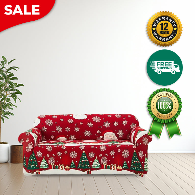 Anyseat Sofa Cover Red Snowflakes Christmas Anti Dirt Elastic Couch Slipcover