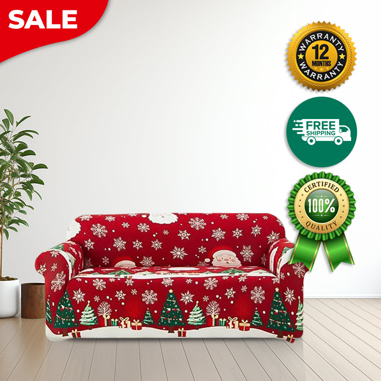 Anyseat Sofa Cover Red Snowflakes Christmas Anti Dirt Elastic Couch Slipcover