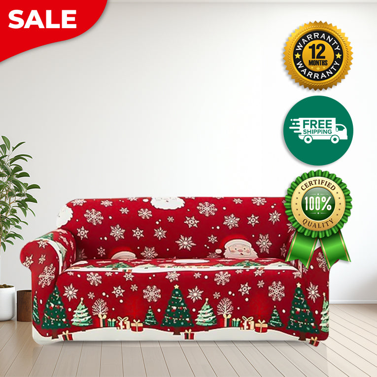 Anyseat Sofa Cover Red Snowflakes Christmas Anti Dirt Elastic Couch Slipcover