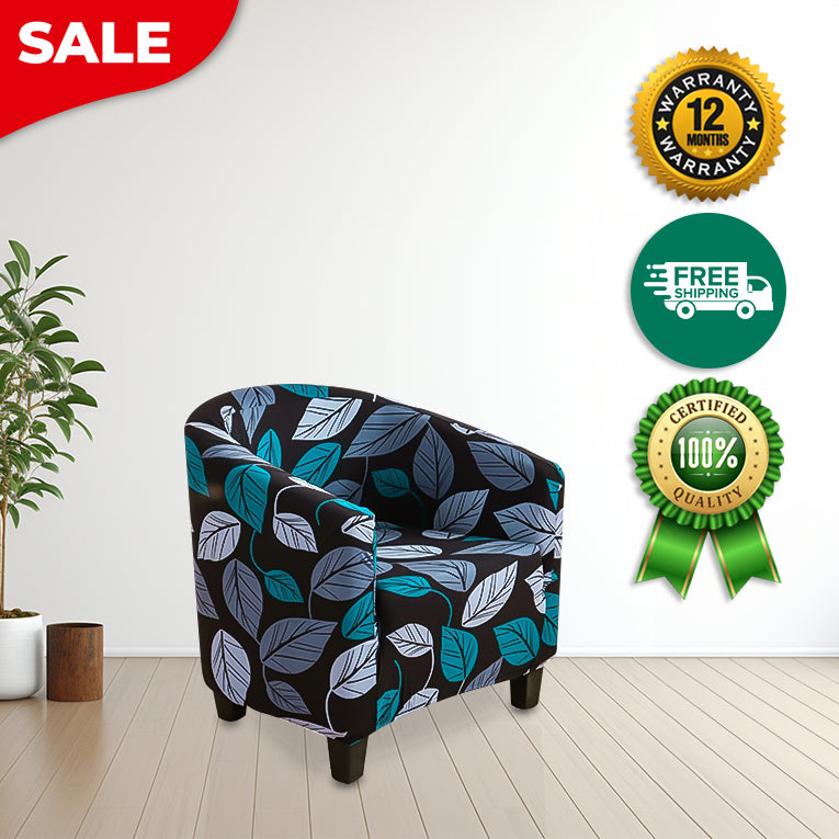 Anyseat Chair Cover Black Leaf Design Dust Proof Tub Slipcover Home Decor