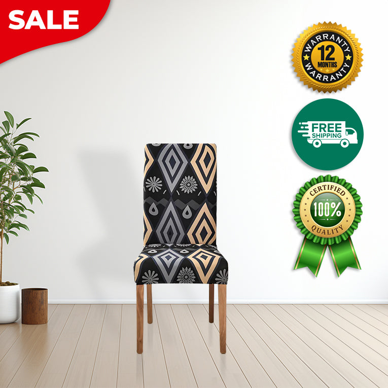 Anyseat Chair Cover Black Diamond Print Elastic Slipcover Dining Decor