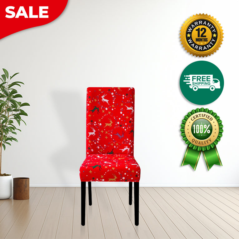 Anyseat Chair Cover Red Christmas Deer Design Stretchable Dining Slipcover