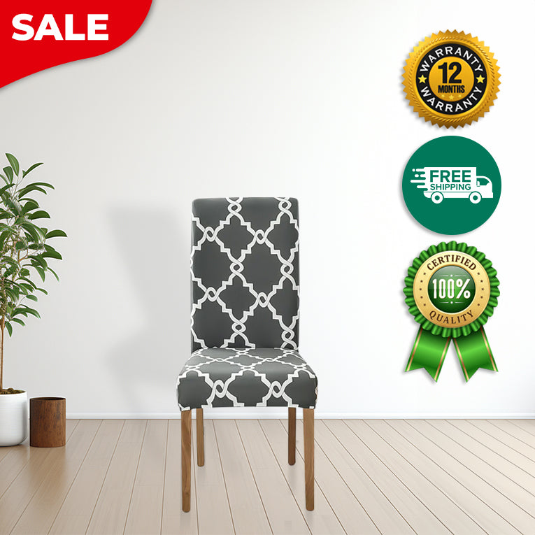 Anyseat Chair Cover Gray Chain Link Pattern Elastic Slipcover Dining Decor