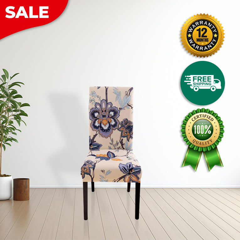 Anyseat Chair Cover Beige Floral Print Elastic Slipcover Dining Decor