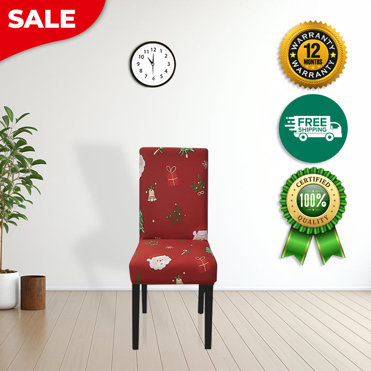 Anyseat Chair Cover Maroon Santa Gift Tree Design with Anti-Dirt and Elastic Material for Dining Room Kitchen Wedding Hotel Banquet Restaurant