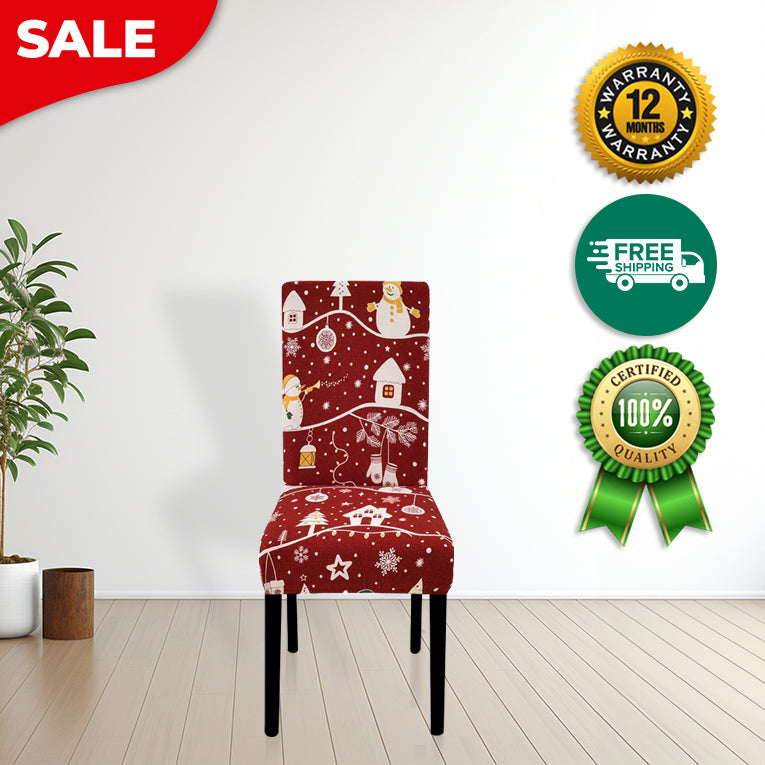 Anyseat Chair Cover Maroon Festive Christmas Design Stretchable Dining Slipcover